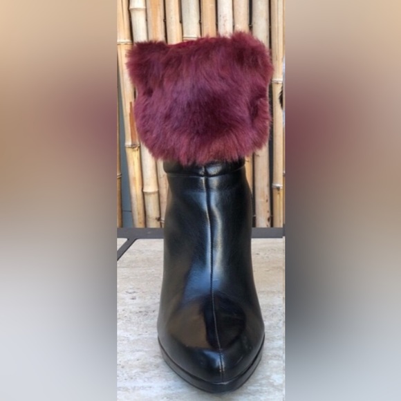 BRAND NEW Burgundy Wine Faux Fur Cuff Boot Topper Leg Warmer - Picture 4 of 5